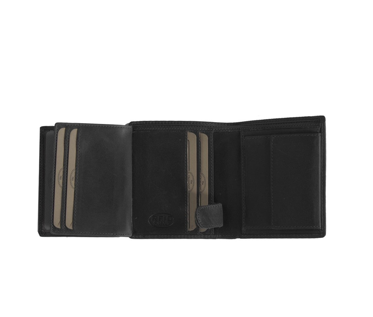 Carl Full-Grain Leather Wallet メンズ - Structured Side Profile Showing Gusset Depth &amp; Expansion Capacity