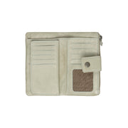 Solid Antique Brass Hardware &amp; Heavy-Duty Dual Zipper Detail on Fresno Full-Grain Leather Wallet レディース