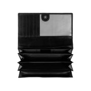 Hampton Full-Grain Leather Wallet レディース - Structured Side Profile Showing Gusset Depth &amp; Expansion Capacity