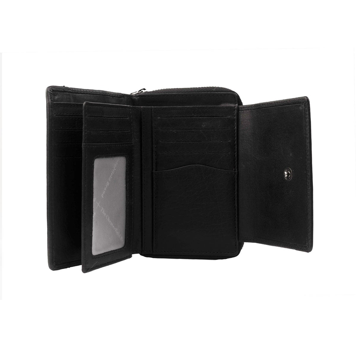 Solid Antique Brass Hardware &amp; Heavy-Duty Dual Zipper Detail on Hanoi Full-Grain Leather Wallet レディース