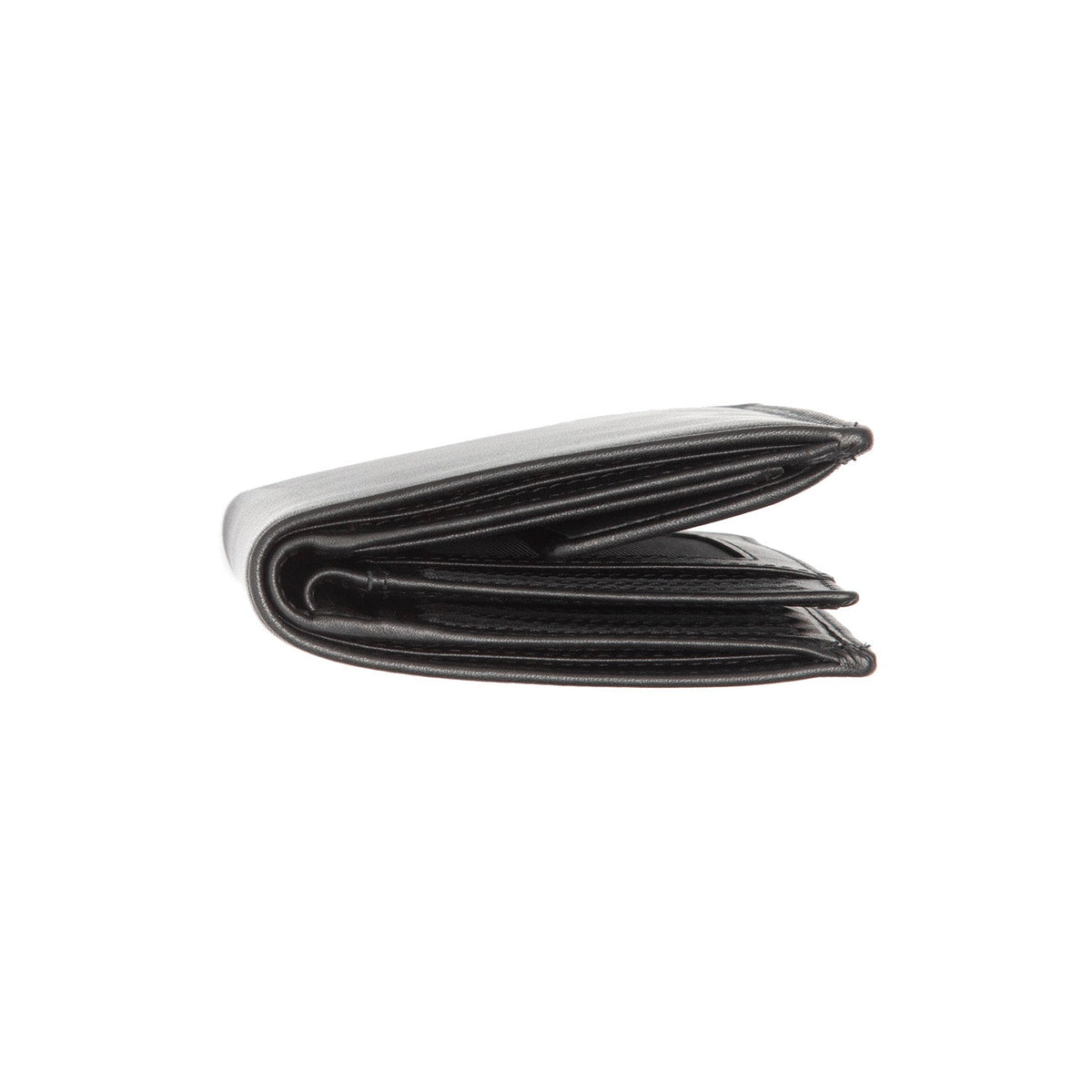 Hanson Full-Grain Leather Wallet メンズ - Structured Side Profile Showing Gusset Depth &amp; Expansion Capacity