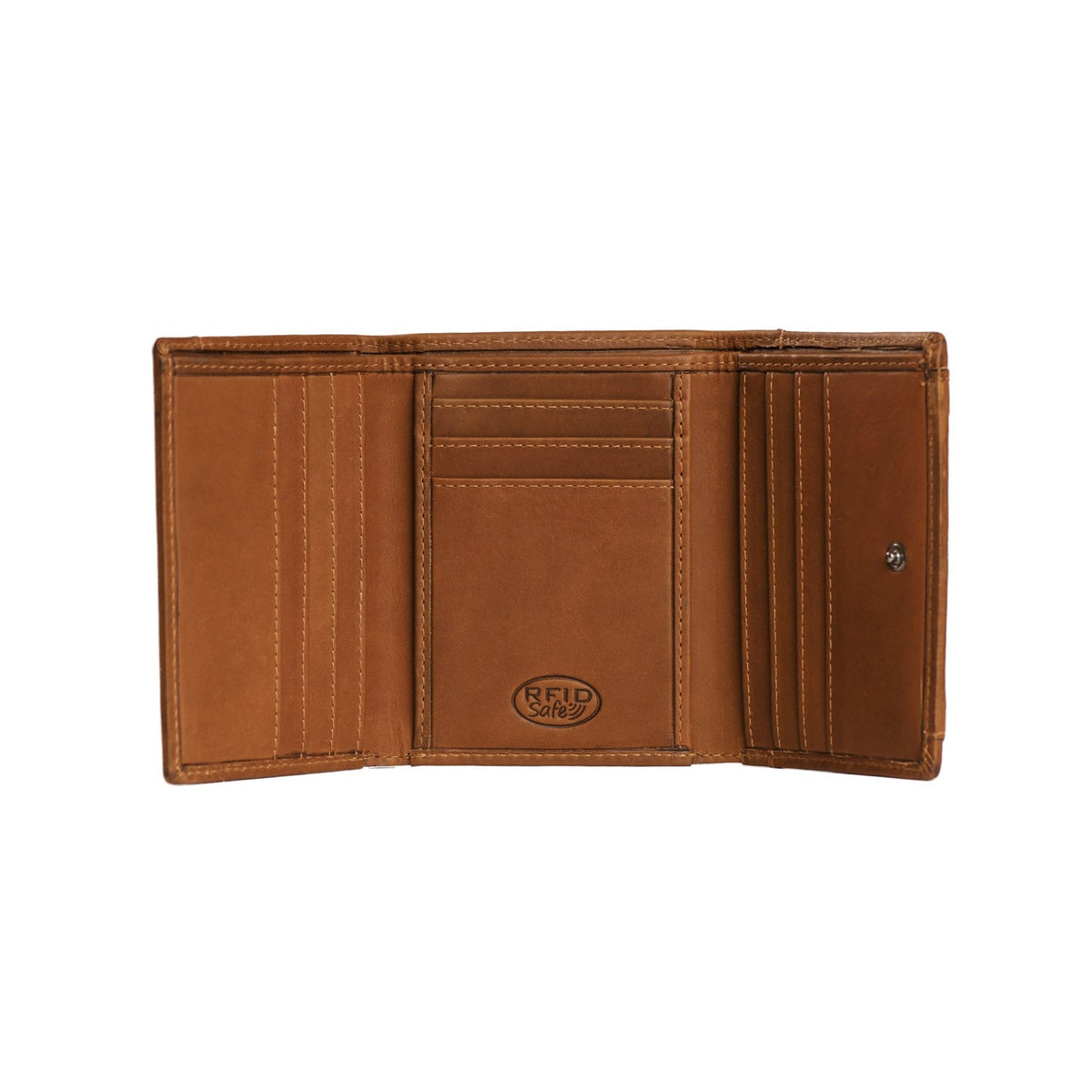 Harthoft Full-Grain Leather Wallet レディース - Structured Side Profile Showing Gusset Depth &amp; Expansion Capacity