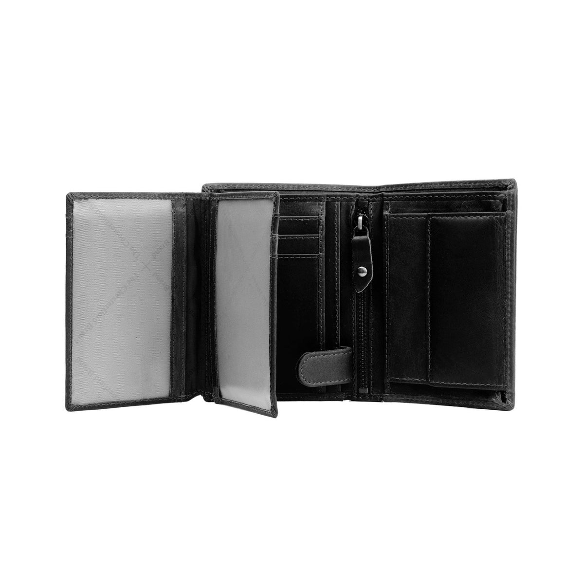 Hazel Full-Grain Leather Wallet レディース - Structured Side Profile Showing Gusset Depth &amp; Expansion Capacity