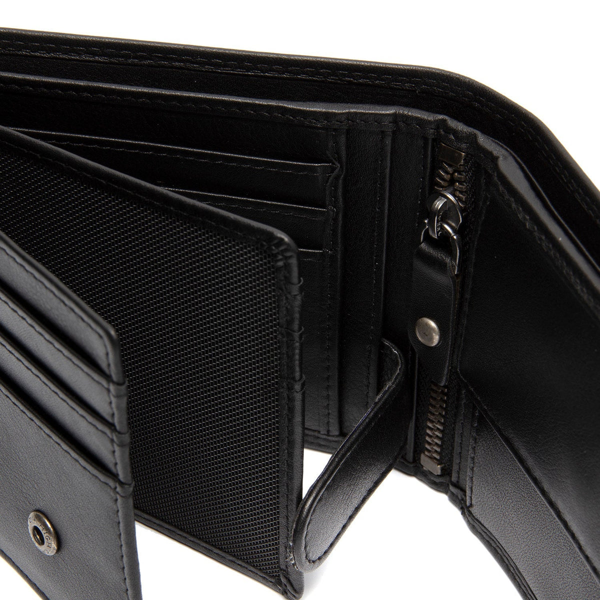 Hendrick Full-Grain Leather Wallet メンズ - Structured Side Profile Showing Gusset Depth &amp; Expansion Capacity