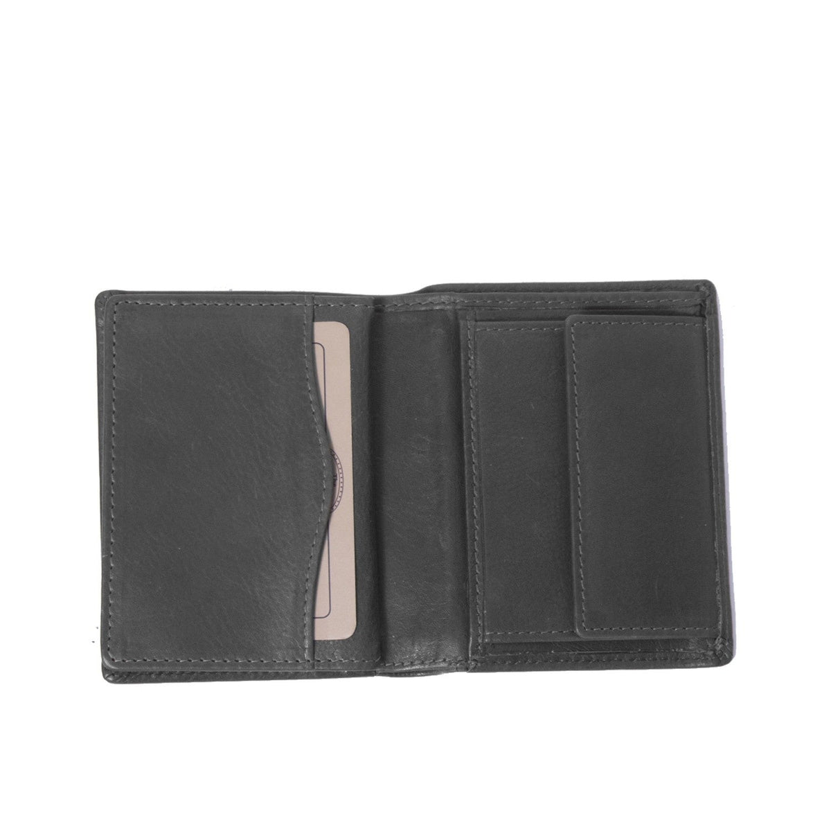 Hereford Full-Grain Leather Wallet メンズ - Structured Side Profile Showing Gusset Depth &amp; Expansion Capacity