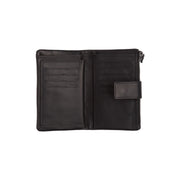 Landau Full-Grain Leather Wallet レディース - Structured Side Profile Showing Gusset Depth &amp; Expansion Capacity