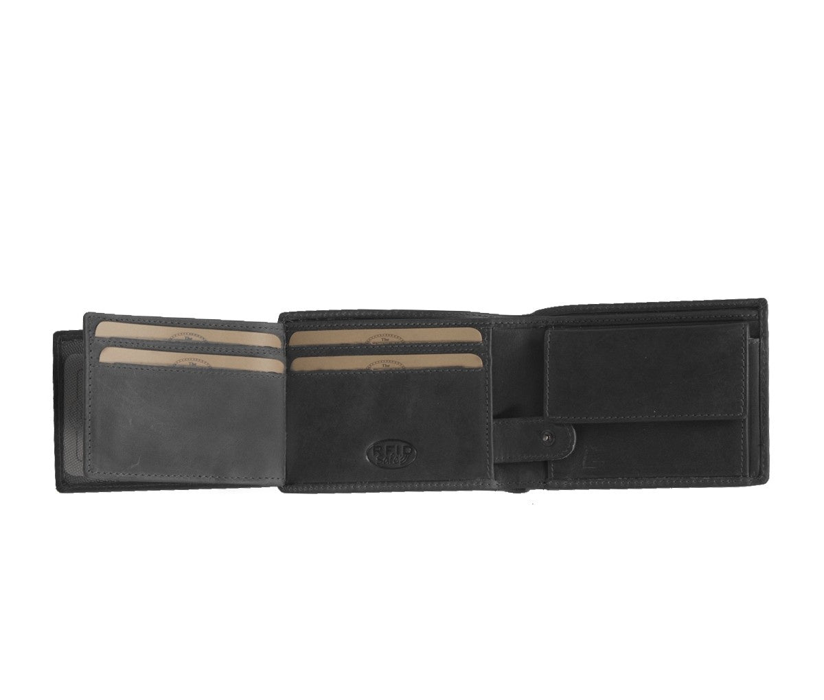 Solid Antique Brass Hardware &amp; Heavy-Duty Dual Zipper Detail on Marvin Full-Grain Leather Wallet メンズ
