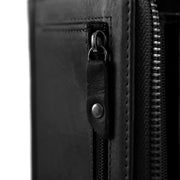 Solid Antique Brass Hardware &amp; Heavy-Duty Dual Zipper Detail on Nova Full-Grain Leather Wallet レディース