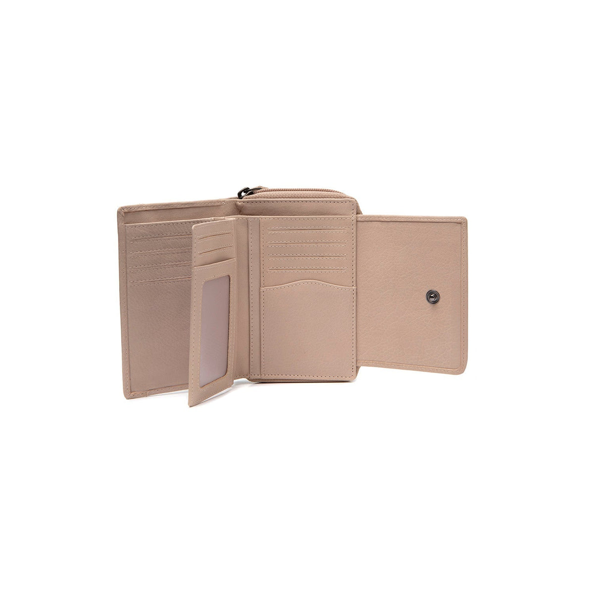 Solid Antique Brass Hardware &amp; Heavy-Duty Dual Zipper Detail on Orveta Full-Grain Leather Wallet レディース