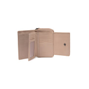 Solid Antique Brass Hardware &amp; Heavy-Duty Dual Zipper Detail on Orveta Full-Grain Leather Wallet レディース