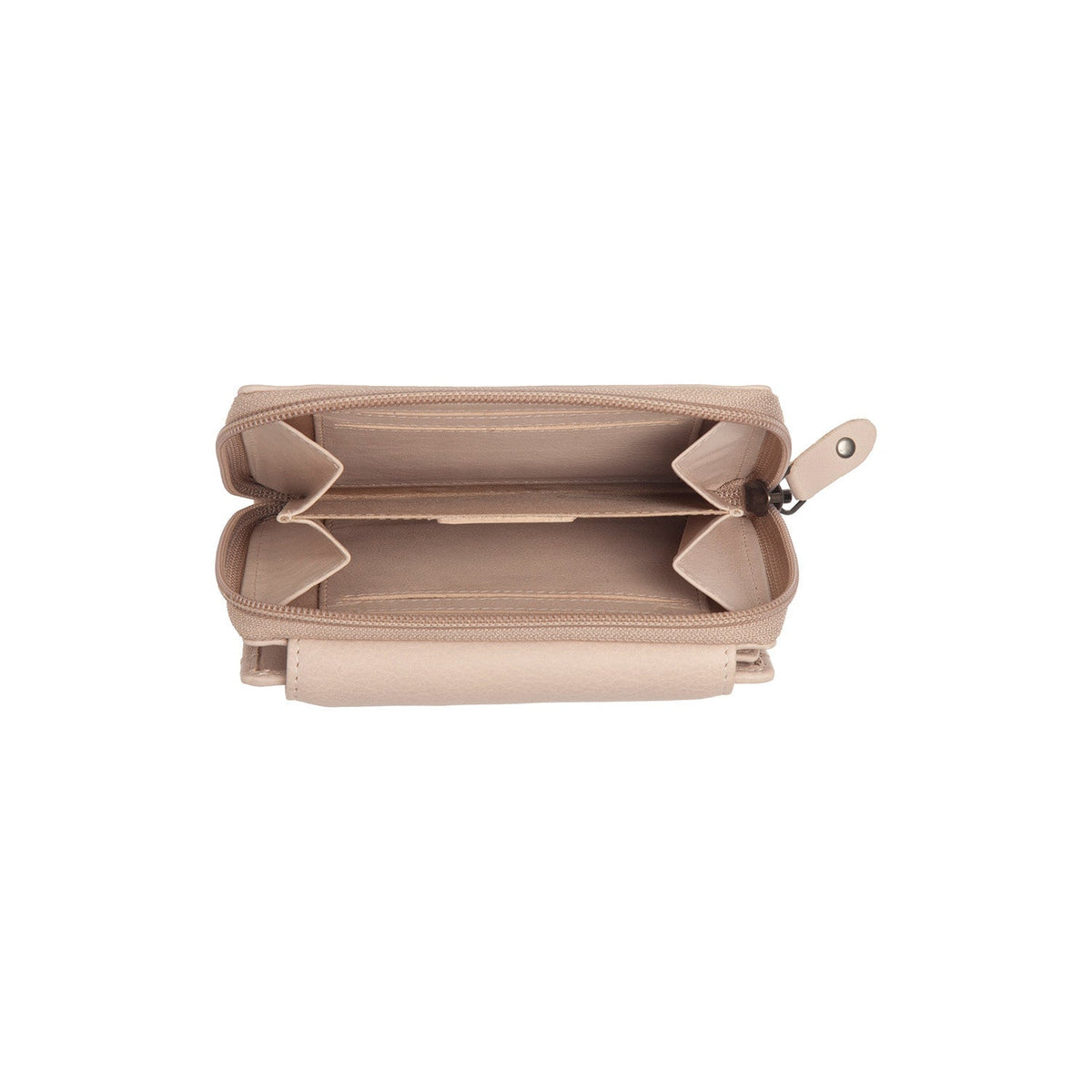 Orveta Full-Grain Leather Wallet レディース - Structured Side Profile Showing Gusset Depth &amp; Expansion Capacity