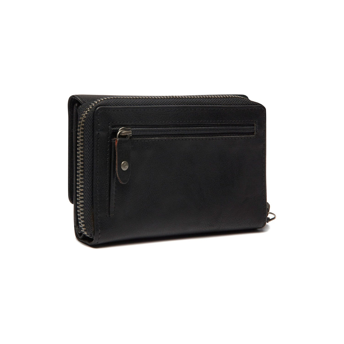 Rhodos Full-Grain Leather Wallet レディース - Structured Side Profile Showing Gusset Depth &amp; Expansion Capacity