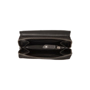 Solid Antique Brass Hardware &amp; Heavy-Duty Dual Zipper Detail on Salviano Full-Grain Leather Wallet レディース