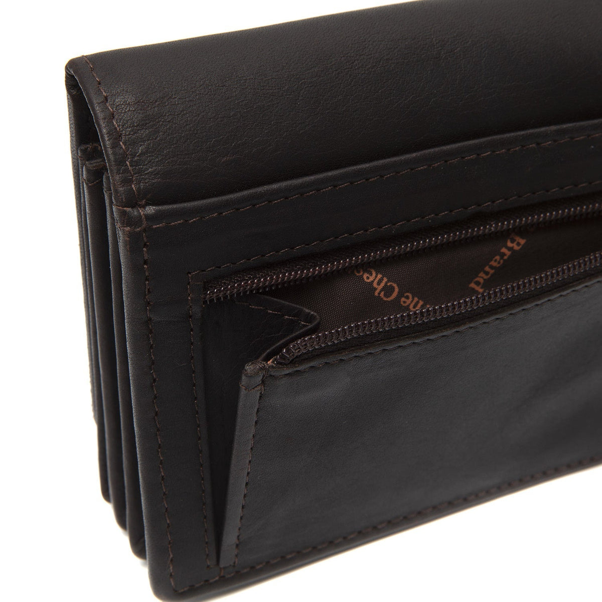 
Solid Antique Brass Hardware & Heavy-Duty Dual Zipper Detail on Salzburg フルグレインレザー 本革ウォレット