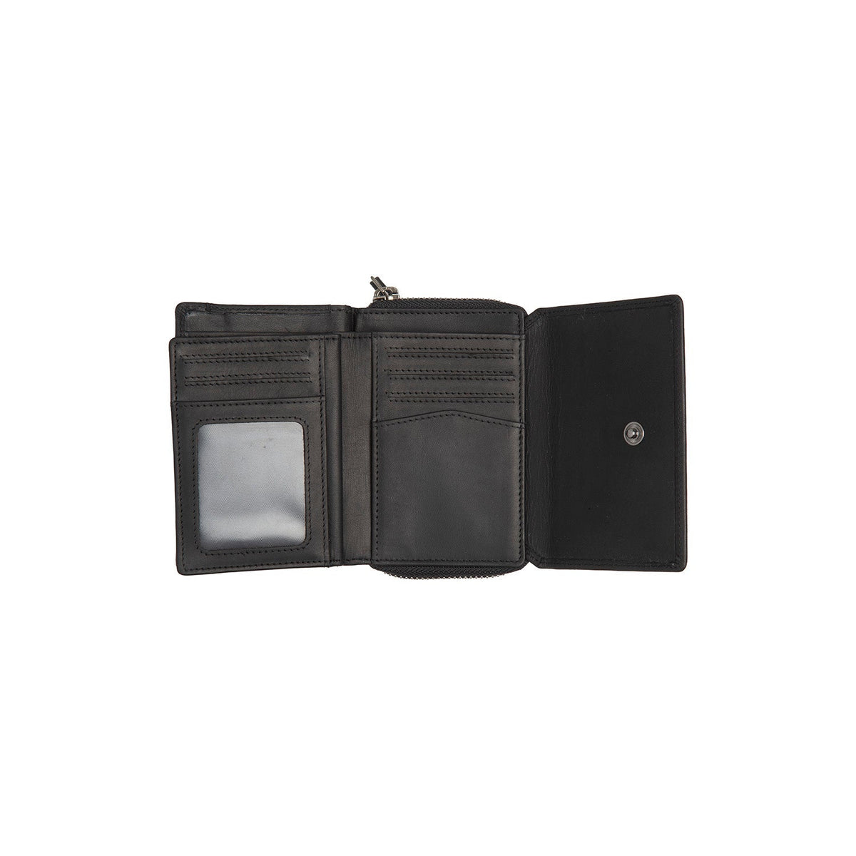 Sorraia Full-Grain Leather Wallet レディース - Structured Side Profile Showing Gusset Depth &amp; Expansion Capacity