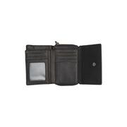Sorraia Full-Grain Leather Wallet レディース - Structured Side Profile Showing Gusset Depth &amp; Expansion Capacity