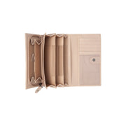 Valetta Full-Grain Leather Wallet レディース - Structured Side Profile Showing Gusset Depth &amp; Expansion Capacity