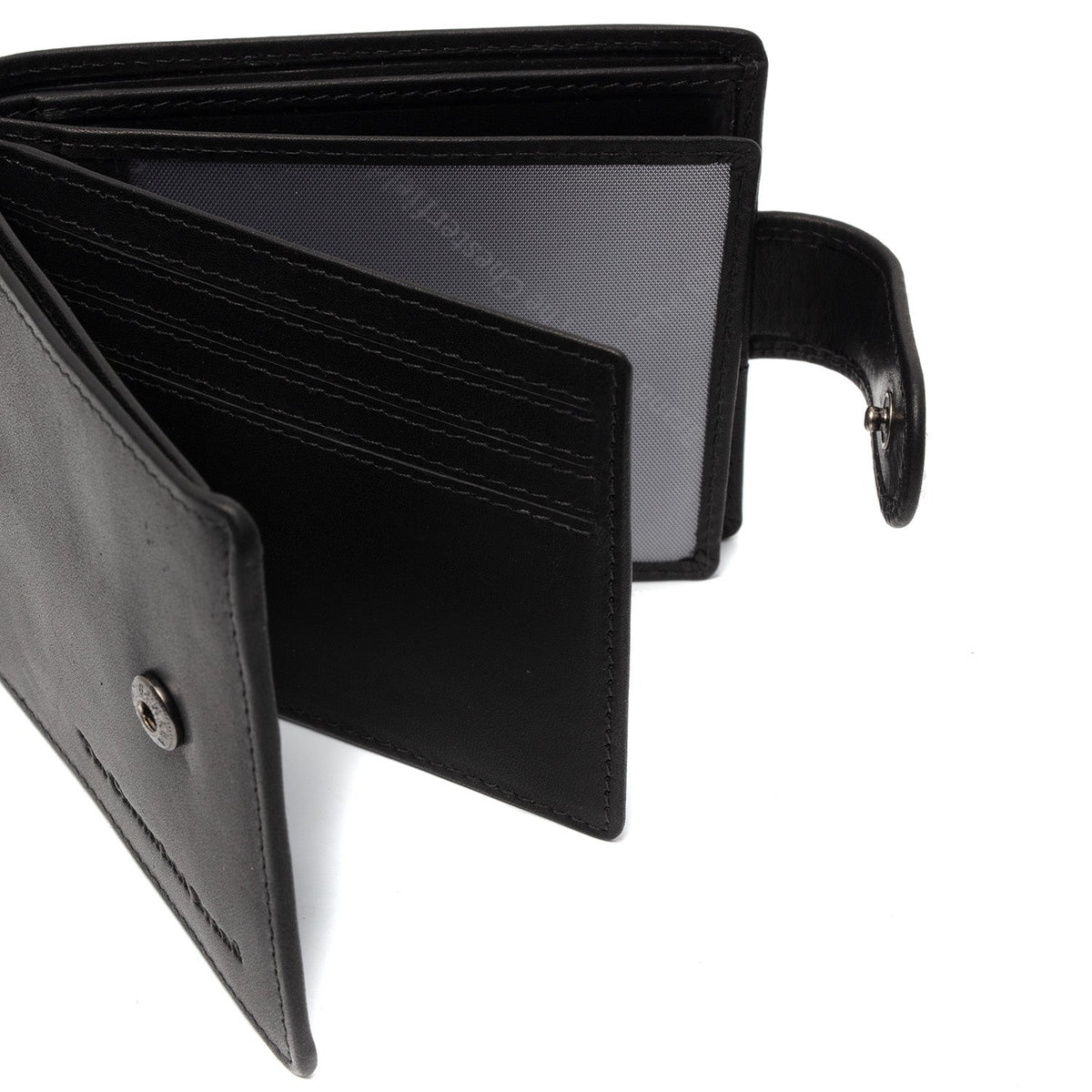 Yamba Full-Grain Leather Wallet メンズ - Structured Side Profile Showing Gusset Depth &amp; Expansion Capacity