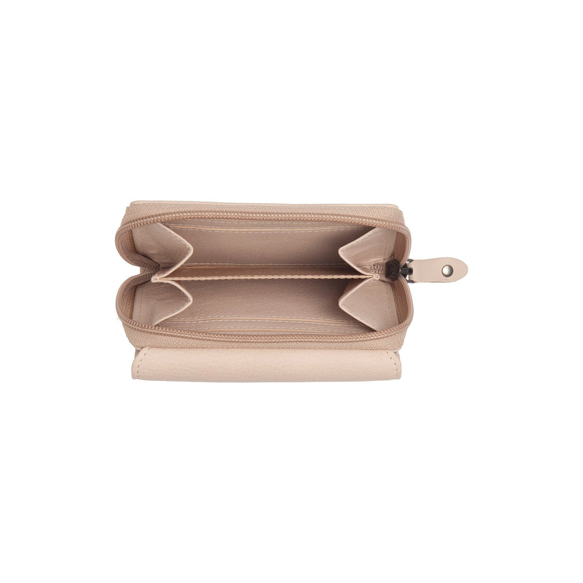 Solid Antique Brass Hardware &amp; Heavy-Duty Dual Zipper Detail on Zelan Full-Grain Leather Wallet レディース