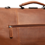 Solid Antique Brass Hardware &amp; Heavy-Duty Dual Zipper Detail on Corfu Full-Grain Leather Weekender Bag レディース