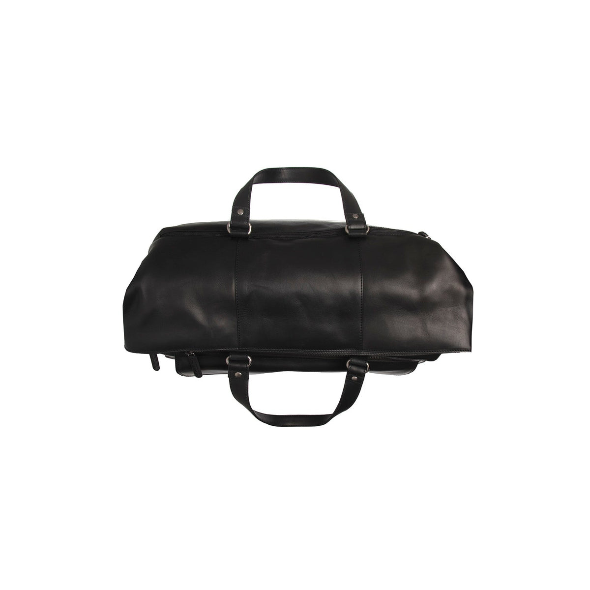 Lazio Full-Grain Leather Weekender Bag レディース - Structured Side Profile Showing Gusset Depth &amp; Expansion Capacity