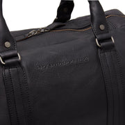Solid Antique Brass Hardware &amp; Heavy-Duty Dual Zipper Detail on Perth Full-Grain Leather Weekender Bag レディース