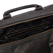 Solid Antique Brass Hardware &amp; Heavy-Duty Dual Zipper Detail on Portsmouth Full-Grain Leather Weekender Bag レディース