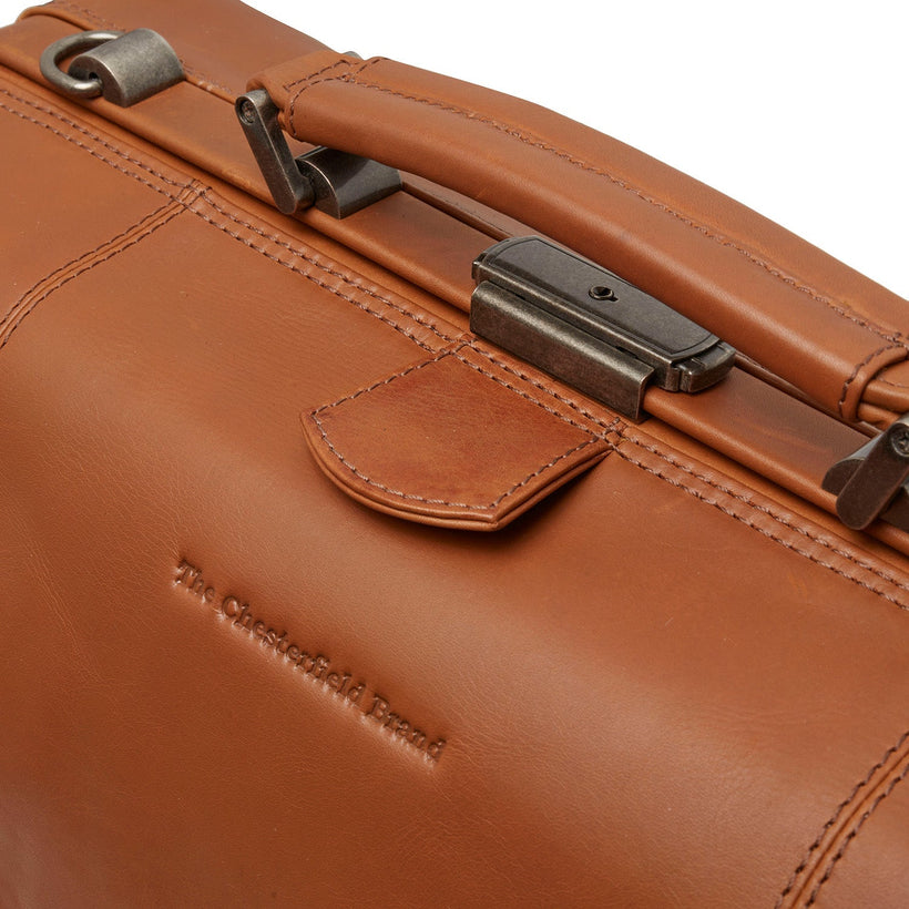 Classic 100% Full-Grain Leather Duffle Bag - Rear Perspective Showing Reinforced Leather Straps & Stitching