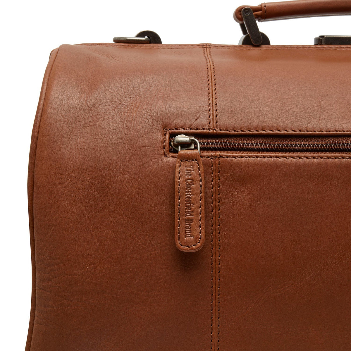Texel Full-Grain Leather Weekender Bag レディース - Structured Side Profile Showing Gusset Depth &amp; Expansion Capacity