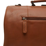 Texel Full-Grain Leather Weekender Bag レディース - Structured Side Profile Showing Gusset Depth &amp; Expansion Capacity