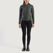 Luna Hooded レザーボンバージャケット レディース – alternate product view 3