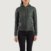 Luna Hooded レザーボンバージャケット レディース – alternate product view 4