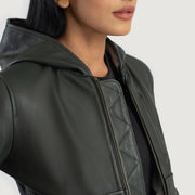 Luna Hooded レザーボンバージャケット レディース – alternate product view 6