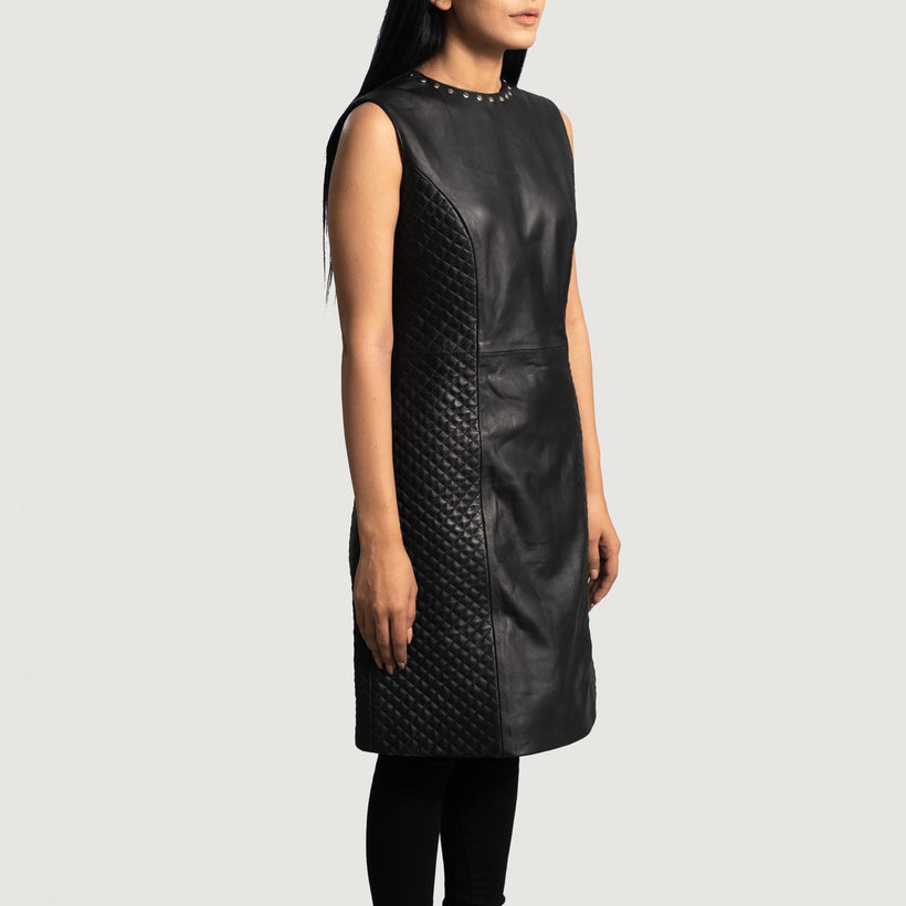 Luxe ブラック Leather Dress レディース