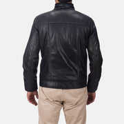 
クローズアップ詳細 of Band & Zipper Hardware on Maurice ブラック レザージャケット メンズ