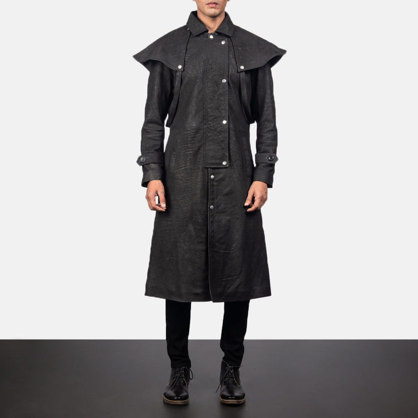 Maverick ブラック Leather Duster メンズ