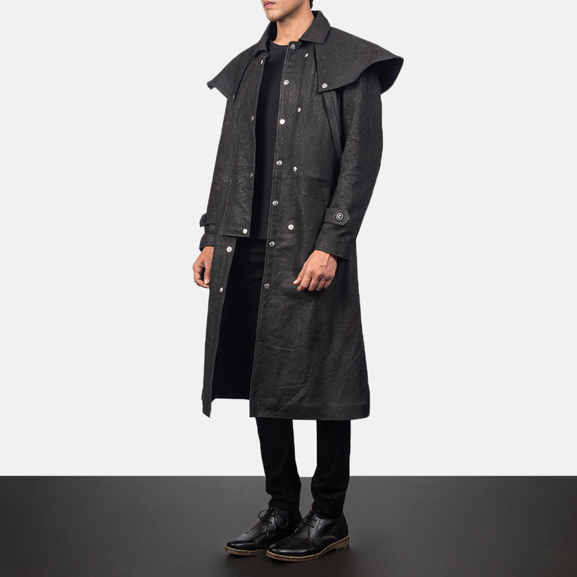 Maverick ブラック Leather Duster メンズ