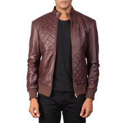 Rib Knit & Hem Craftsmanship Construction Detail on Moda Black Leather Bomber Jacket