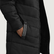 
クローズアップ詳細 of Classic Collar & Zipper With Snap Button Placket Hardware on Moore ブラック Hooded Parka メンズ