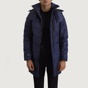 
Moore ブルー Hooded Parka メンズ in Blue Full-Grain Leather - 正面スタイル＆テーラードシルエット | 公式オンライン通販