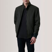 Morrison Olive Canvas レザーボンバージャケット メンズ For Men in Olive Waxed Cotton Canvas - Front Profile View &amp; Tailored Silhouette | Buy Online
