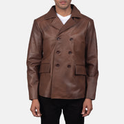 
Mr. Bailey ブラウン Leather Naval Peacoat メンズ in Brown Cowhide Leather - 正面スタイル＆テーラードシルエット | 公式オンライン通販