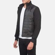 
Black Polyester (Torso) &Amp; Knitted Fabric (Sleeves) Winter Jacket - 美しい肩のラインと裾の仕立てが際立つ背面ビュー