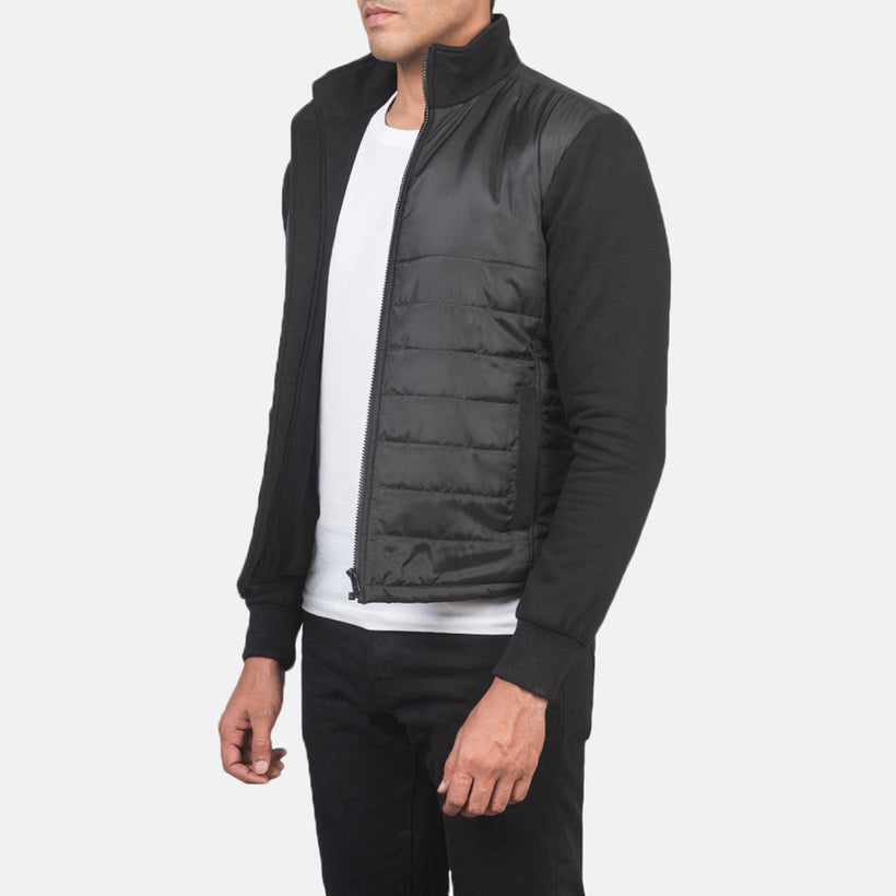 Nashville キルティング ブラック Windbreaker レザージャケット メンズ