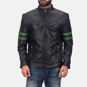 Night Trooper レザージャケット メンズ in Black Cowhide Leather - Front Profile View &amp; Tailored Silhouette | Buy Online