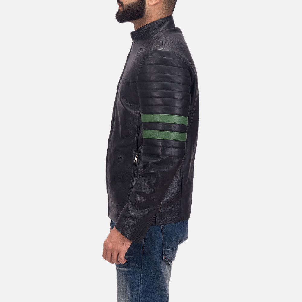 Night Trooper レザージャケット メンズ - Lateral Side Profile View Showing Sleeve Cut &amp; Athletic Taper Fit