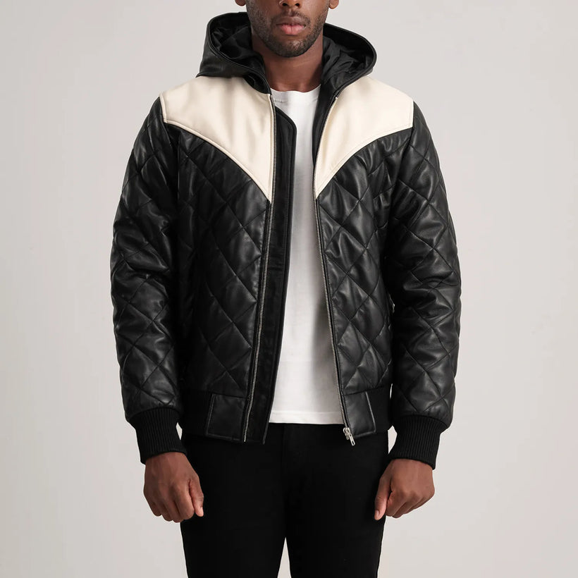 Norman レザージャケット タン Puffer レザージャケット メンズ