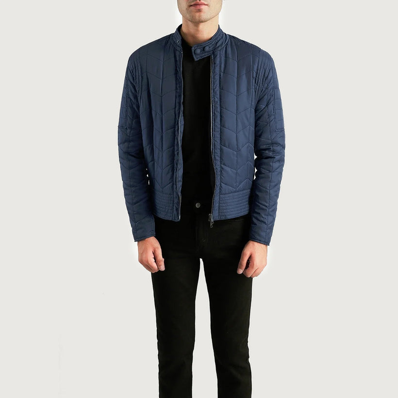 Nyle キルティング Windbreaker レザージャケット メンズ