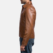 
Brown Sheepskin leather Jacket - 美しい肩のラインと裾の仕立てが際立つ背面ビュー