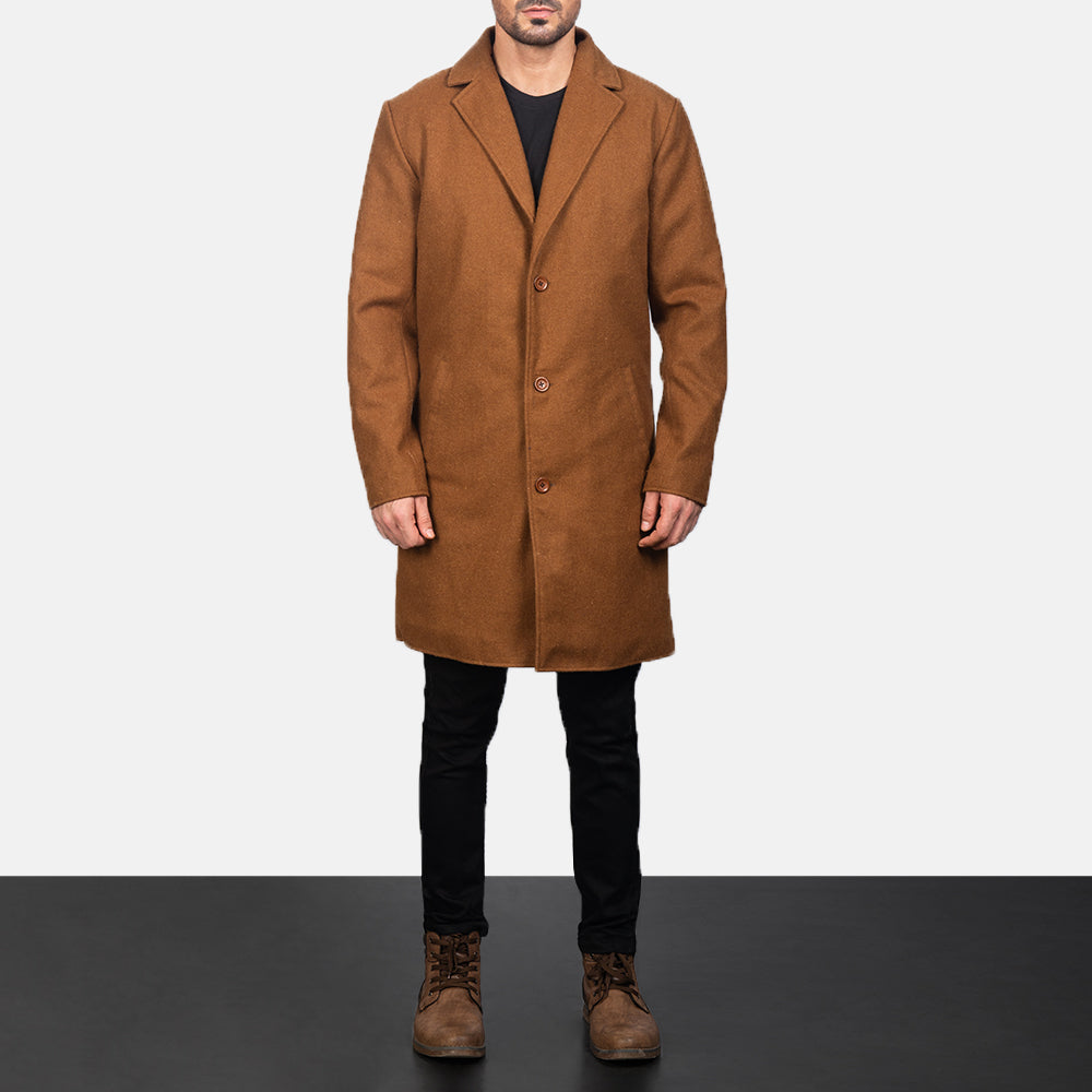 
Petrillo Khaki Wool Single Breasted レザーコート メンズ in Khaki Synthetic Wool - 正面スタイル＆テーラードシルエット | 公式オンライン通販